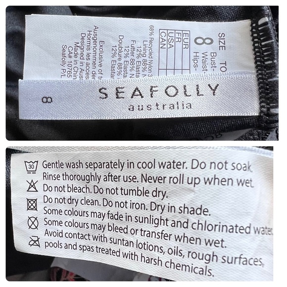 NEW Seafolly Sz 4 Winter Garden C/D Cup Bandeau One Piece Swimsuit Floral Black - Picture 3 of 15